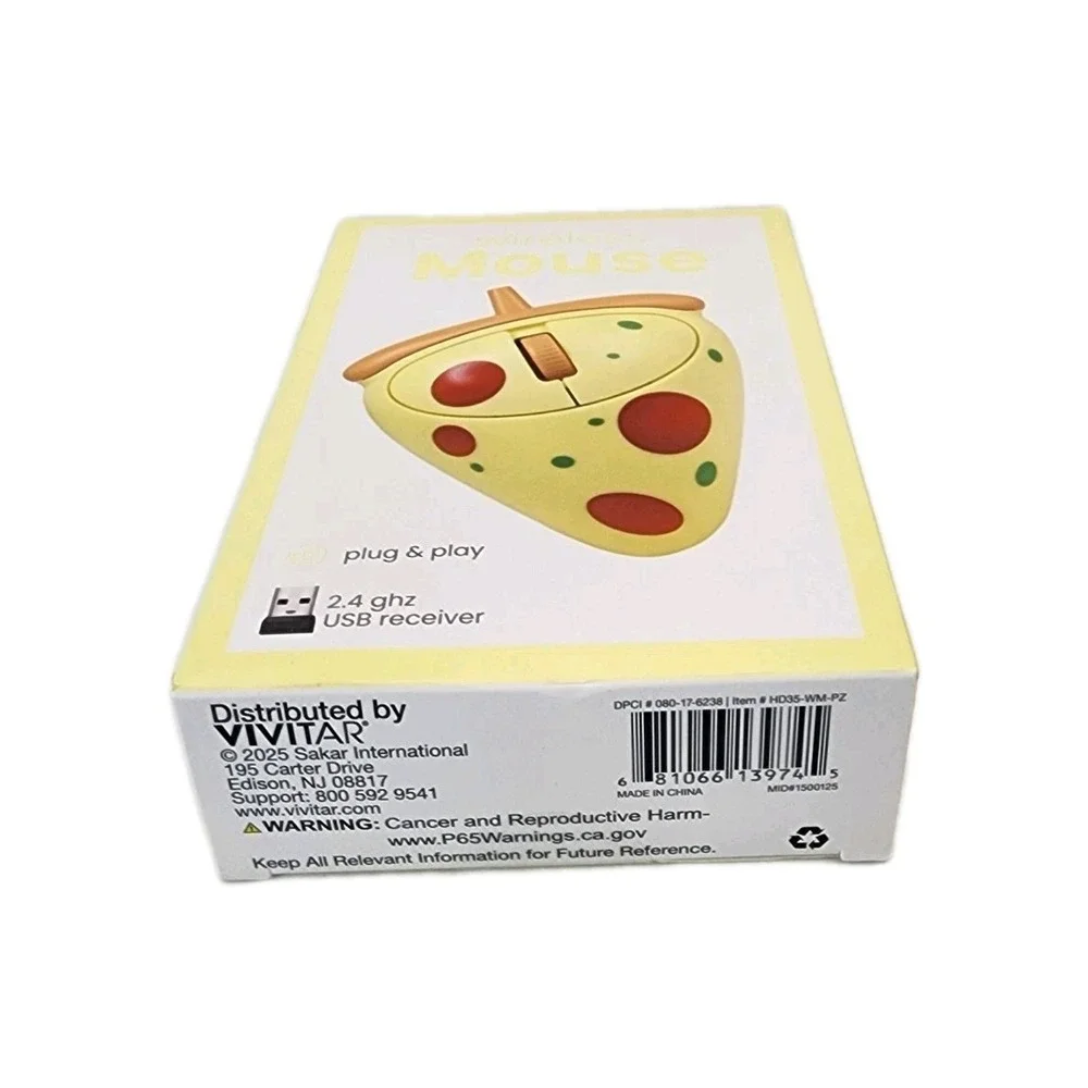 Vivatar Pizza Shaped Wireless Mouse Cool Food Trendy Unique Plug And Play New